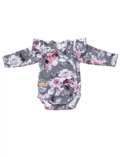 Baby in world Body niemowlęce z długim rękawem bawełniane Grey Rose, Rozmiar: 56/62 - Body dla niemowląt - miniaturka - grafika 1
