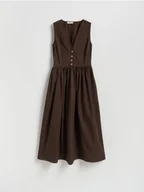 Sukienki - Reserved - Sukienka midi z falbanami - ciemnobrązowy - miniaturka - grafika 1