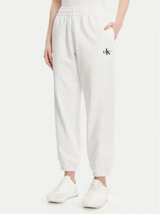 Calvin Klein Jeans Spodnie dresowe Monologo LV047B235G Biały Regular Fit - Spodnie sportowe damskie - miniaturka - grafika 1