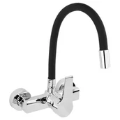 Baterie kuchenne - FALA BATERIA ZLEWOZMYWAKOWA ŚCIENNA Z ELASTYCZNĄ WYLEWKĄ FLEXIBLE BLACK 75670 - miniaturka - grafika 1