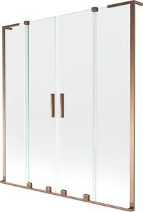Mexen Velar L Duo parawan nawannowy 2-skrzydłowy rozsuwany 140 x 150 cm, transparent, różowe złoto - 896-140-003-02-60 - Parawany nawannowe - miniaturka - grafika 1