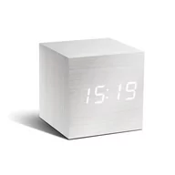 Zegary - Biały budzik z białym wyświetlaczem LED Gingko Cube Click Clock - miniaturka - grafika 1