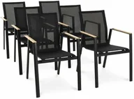 Fotele i krzesła ogrodowe - Zestaw 6 krzeseł ogrodowych Buti - Czarne - miniaturka - grafika 1