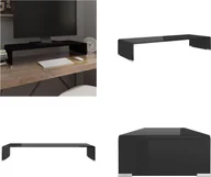 Szafki RTV - vidaXL Stolik pod telewizor/ekran szklany czarny 80x30x13 cm - szafka pod telewizor - szafki pod telewizor - meble pod telewizor - szafka pod telewizor - miniaturka - grafika 1