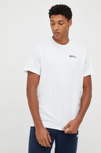 Jack Wolfskin t-shirt bawełniany kolor biały z nadrukiem - Koszulki męskie - miniaturka - grafika 1