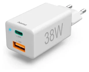 Hama mini 38W, GaN PD/QC 3.0 1X USB-C, 1X USB-A, biała - Ładowarki do telefonów - miniaturka - grafika 1