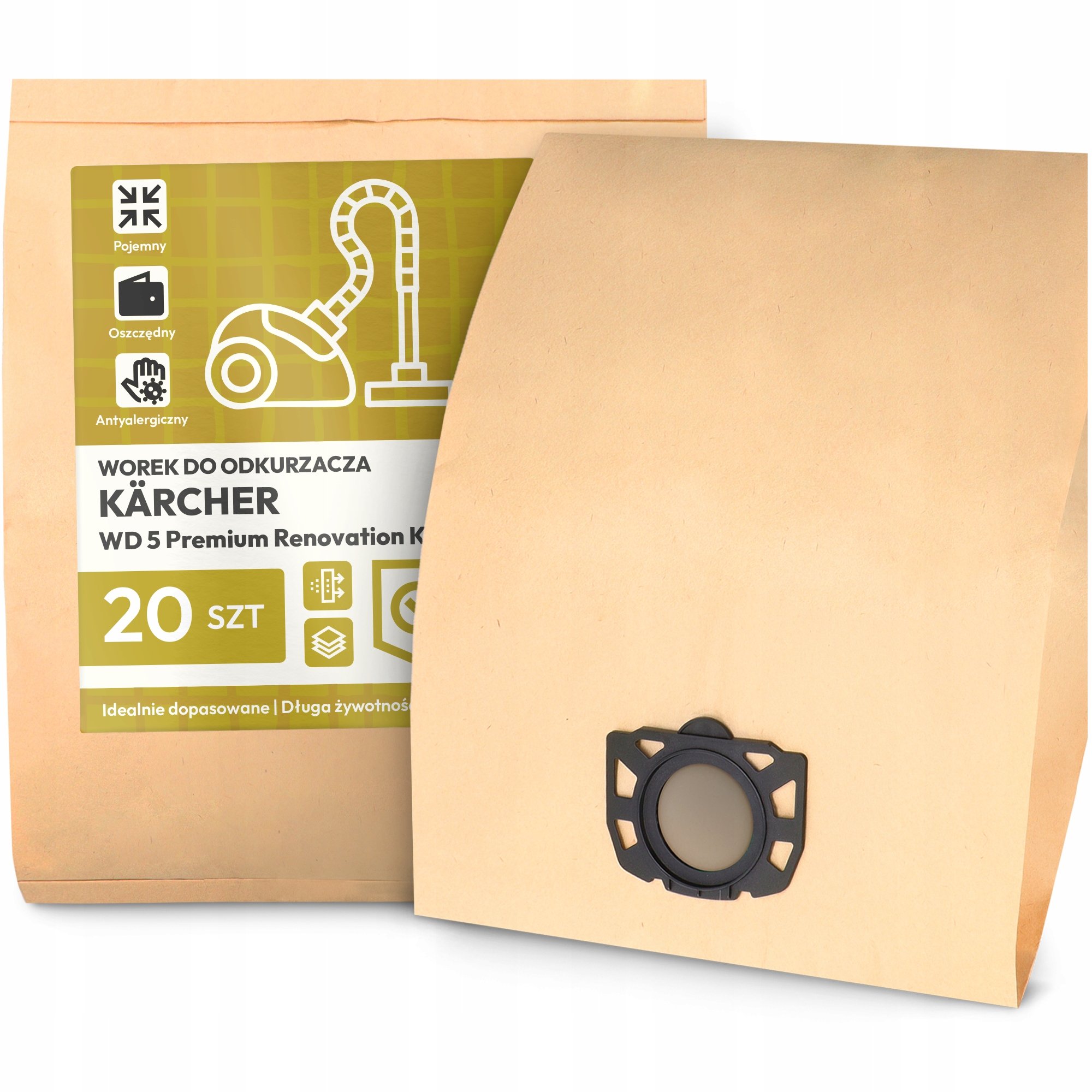 20x Worek do Odkurzacza Kärcher Wd 5 Premium Renovation Kit Duży Worki 2A-W