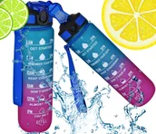 Shakery i bidony sportowe - BUTELKA MOTYWACYJNA NA WODĘ BIDON SPORTOWY Z MIARKĄ NA SIŁOWNIE FITNESS 1L - miniaturka - grafika 1