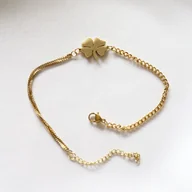 Bransoletki - Bransoletka damska złota koniczynka ze stali szlachetnej - miniaturka - grafika 1