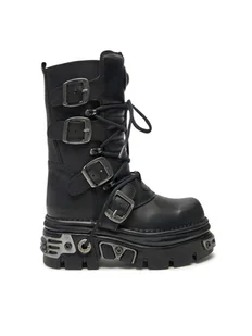 NEW ROCK Glany M-373-S4 Czarny - Glany damskie - miniaturka - grafika 1