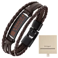 Bransolety męskie - Bransoletka męska z GRAWEREM skórzana brązowa - miniaturka - grafika 1