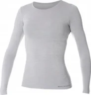 Koszulki sportowe damskie - Brubeck LS11610 Koszulka damska z długim rękawem COMFORT WOOL popielaty L - miniaturka - grafika 1