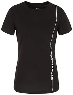 Armani Exchange Damska koszulka z logo Signature Crew Neck Cotton Jersey Tee T-Shirt, czarny, L - Koszulki i topy damskie - miniaturka - grafika 1