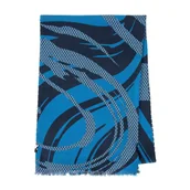 Apaszki i szaliki męskie - Męski szal jedwabny we wzory niebiesko - szary - miniaturka - grafika 1