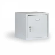 Szafy i regały magazynowe - Alfa 3 Pojedyńcze schowki 400x400x400 mm, korpus szary, drzwi szare 126341 - miniaturka - grafika 1