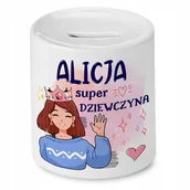 Skarbonki - Skarbonka 330 ml Dla Alicji Córki Dziecka Prezent z Nadrukiem ze Zdjęciem + Opakowanie na prezent (wzór 04) - miniaturka - grafika 1