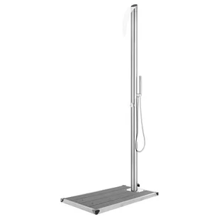 vidaXL Lumarko Prysznic ogrodowy z szarą podstawą, 225 cm, stal nierdzewna 3070795 - Akcesoria do basenów - miniaturka - grafika 1