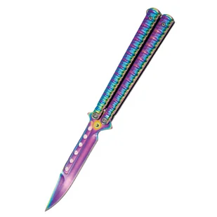 Nóż składany motylek Third Balisong Rainbow Stainless Steel, Rainbow (16071W) - Noże - miniaturka - grafika 1