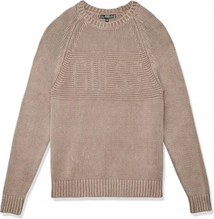GUESS MĘSKI BEŻOWY SWETER Z OKRĄGŁYM DEKOLTEM I NAPISEM XS GMA - Swetry męskie - miniaturka - grafika 1