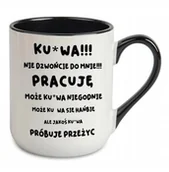 Kubki - KUBEK CZARNY COMBO Na Prezent Do Pracy W Korpo KU*WA NIE DZWOŃCIE DO MNIE - miniaturka - grafika 1