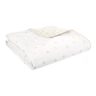 Pościel dla dzieci - Biało-beżowa bawełniana narzuta dziecięca pikowana 135x190 cm Mini Star & Stripes – Bianca - miniaturka - grafika 1