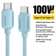 Kable USB - Kabel Essager USB-C do USB-C 100W 2m, 480Mb/s, niebieski - miniaturka - grafika 1