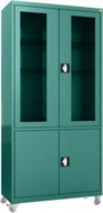 Meble i wyposażenie gabinetów medycznych - MDW/2k.6033 mobilna szafa lekarska 2-skrzydłowa 2-komorowa zielona na kołach - miniaturka - grafika 1