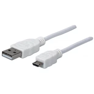 Kabel Usb A-MicroB M/M 0,3M USB2.0 Hi-Speed biały - Kable komputerowe i do monitorów - miniaturka - grafika 1