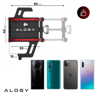 Uchwyt rowerowy na kierownicę Alogy Bike Phone Holder do telefonu 55-95mm na rower motor hulajnogę Czarny - Akcesoria do tabletów i e-booków - miniaturka - grafika 23