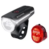Lampki rowerowe - Sigma Sport Aura 60 zestaw oświetlenia rowerowego USB, czarno-czerwony, jeden rozmiar 17750 - miniaturka - grafika 1