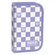 Piórniki - Derform, piórnik backup 6 model pojedynczy z wyposażeniem szachownica fiolet - miniaturka - grafika 1