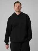 Bluzy męskie - 4F Bluza dresowa regular z kapturem męska - czarna XL - miniaturka - grafika 1
