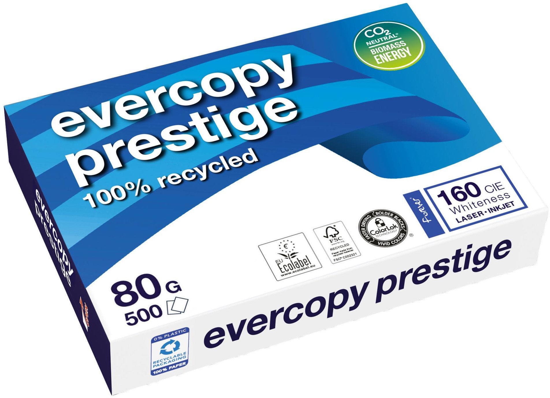 Evercopy prestige recycled paper white a4 80g - ream of 500 sheets