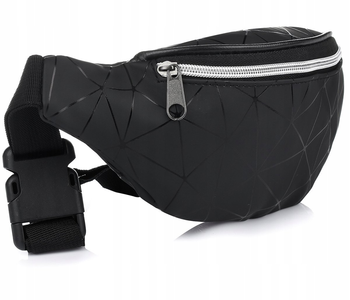 Nerka Saszetka Biodrowa Biodrówka Trójkąty Damska Ekoskóra Pas Czarna
