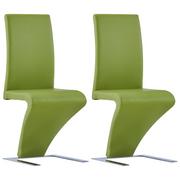 Krzesła - vidaXL Krzesła o zygzakowatej formie, 2 szt., zielone, sztuczna skóra - miniaturka - grafika 1