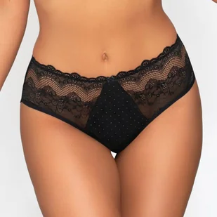 Figi Brazyliany z Ozdobnym Tyłem Zmysłowe Koronkowe Kobiece Czarne L - Majtki damskie - miniaturka - grafika 1