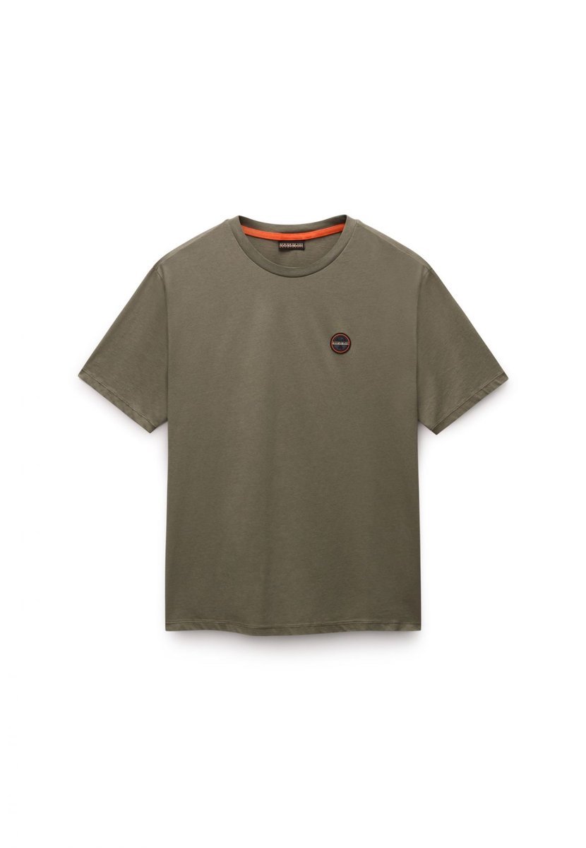 t-shirt uomo napapijri s-badge np0a8949 goa1 tea leaf