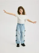 Spodnie i spodenki dla dziewczynek - Reserved - Jeansy baggy z kokardkami - niebieski - miniaturka - grafika 1