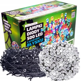 Multimix.pl Sznur świetlny 50 m 500 LED z efektem FLASH wył czasowy zewnętrzne lampki choinkowe NR 1780 Zimny biały błyska zimny biały) OLT-500/5M/P - Oświetlenie świąteczne - miniaturka - grafika 1
