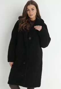 Czarny Płaszcz Futrzany Teddy Gavi - Płaszcze damskie - miniaturka - grafika 1