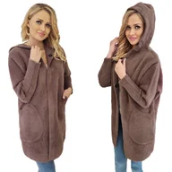 Płaszcze damskie - ALPAKI PŁASZCZ kurtka WEŁNA CAPPUCCINO oversize DŁUGI - miniaturka - grafika 1