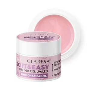 Claresa - Żel budujący SOFT&EASY builder gel pink champagne 12g - Żele do paznokci - miniaturka - grafika 1