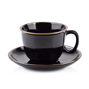 CAL BLACK Filiżanka porcelanowa ze spodkiem 280ml - Kubki - miniaturka - grafika 1