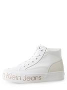 Trampki damskie - Calvin Klein Jeans - Tenisówki damskie z dodatkiem skóry, biały - miniaturka - grafika 1
