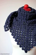 Apaszki i szaliki damskie - Chusta apaszka granatowa na szydełku - miniaturka - grafika 1