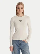Bluzki damskie - Guess Jeans Bluzka W6RP22 KA0H1 Écru Slim Fit - miniaturka - grafika 1