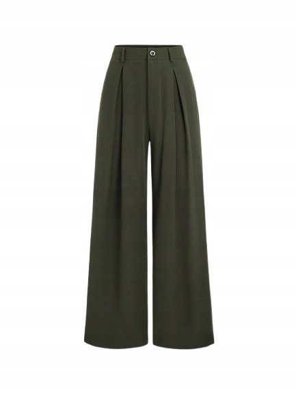 SHEIN KHAKI SPODNIE PALAZZO Z WYSOKIM STANEM 38 1KB