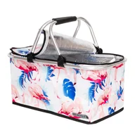 Torby i wózki na zakupy - Kosz termiczny piknikowy 30L, plażowy, składany z uchwytami jasnoróżowy Be-active.pl - miniaturka - grafika 1