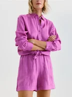 Spodenki damskie - Reserved - Lniane szorty - fioletowy - miniaturka - grafika 1