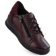 Półbuty damskie - Skórzane półbuty damskie na koturnie bordowe Vinceza 39964 - miniaturka - grafika 1